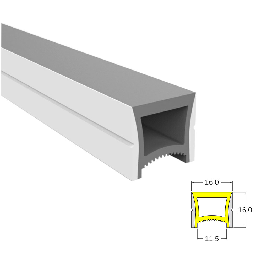 Flexible Silicone LED Diffuser Tube For Aluminum Profile Installation 120° Top Emitting 16*16mm